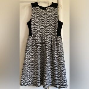 Madewell Black and White A-Line Dress Sleeveless Crew Neck